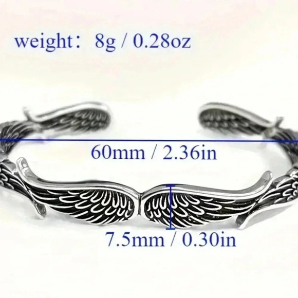 Angel unisex wings adjustable open bracelet - Picture 3 of 6